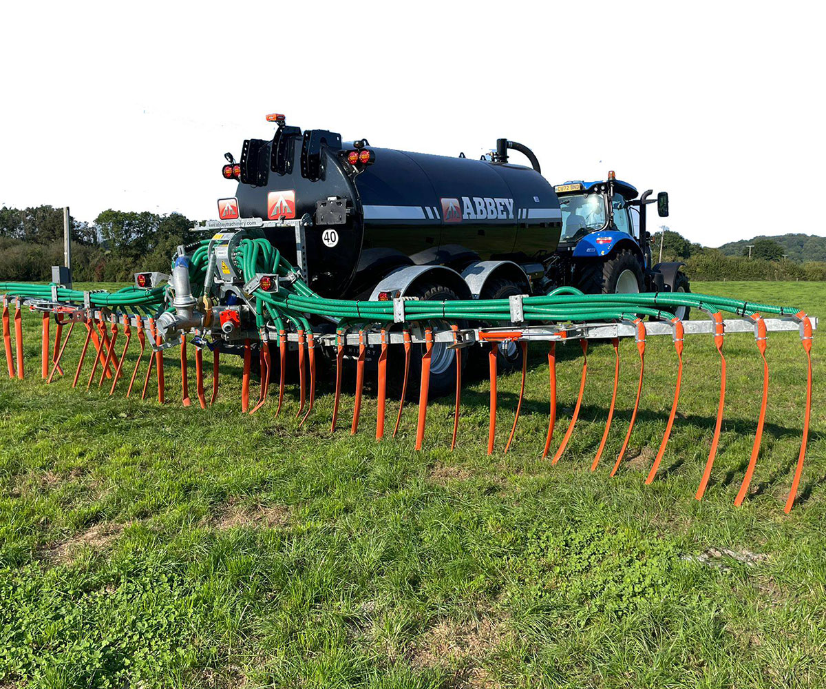 Abbey Machinery Band Spreader working in field