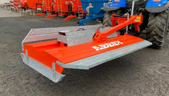 Abbey Machinery Grassland Topper hitched to tractor