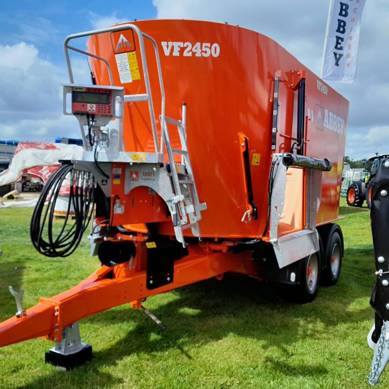 Abbey Machinery Twin Auger Vertical Feeder VF2450 on display at a tradeshow